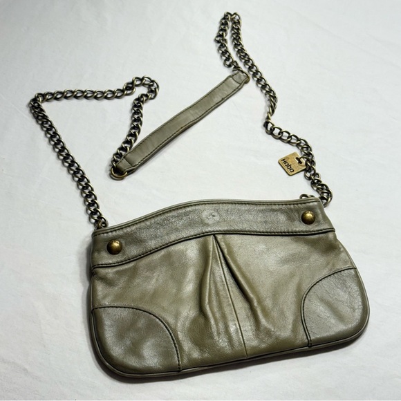 HOBO Olive Leather Crossbody Bag with Chain Strap - Picture 1 of 9